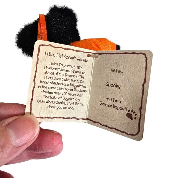 Boyds Bears Spooky Mini Plush Ornament Head Bean Collection Halloween 4" Tag - Picture 6 of 7
